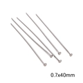 Cinco alfileres de cabeza plana de acero inoxidable 0.7x40mm para hacer joyas - Perno de Cabeza Plana / 0.7x40mm (20 piezas/Paquete) / Color acero