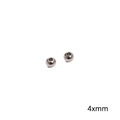 Cuentas redondas de acero inoxidable plateado de 4mm con agujero para hacer joyas - Cuentas redondas / 4mm Agujero 1.5mm (10 piezas/Paquete) / Color acero