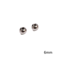 Juego de dos cuentas espaciadoras redondas de 6mm en acero inoxidable acabado plata - Cuentas redondas / 6mm Agujero 2mm (10 piezas/Paquete) / Color acero
