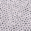 White round acrylic alphabet beads with black letters for DIY jewelry making - 4x7mm (Aperture 1.5mm) 500g/Pack (Approx 3600 Pcs) / White Base Black Letter Flat Beads