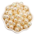 Irisierende cremeweiße ABS-Perlen in Blumenschale für DIY-Schmuckherstellung - Beige