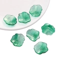 Emerald green glass leaf charms with glitter and realistic vein texture for DIY jewelry - Lace Lotus Leaf / 5 Pieces/Pack (22x25mm) / Malachite green