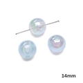 Perles en acrylique bleu 14mm avec revêtement AB pour bracelets et bijoux DIY - 14mm / Perles rondes / 5 Pièces/Paquet / Bleu