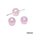 Perles rondes en acrylique irisées lavande 14mm pour bracelets DIY et loisirs - 14mm / Perles rondes / 5 Pièces/Paquet / Violet