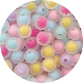Perline di acrilico colorate e satinate con nucleo per gioielli fai-da-te e catenine - 10mm / Set da 50 pezzi / Colori Misti Casuali / Perle Smerigliate