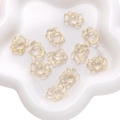 Colgantes de loto en cristal translúcido con bordes dorados para joyas DIY - 5 Piezas/Paquete (21x16mm) / Beige con Purpurina Dorada