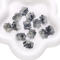 Colgante de flor de loto de cristal negro translúcido con purpurina para joyería DIY - 5 Piezas/Paquete (21x16mm) / Negro Purpurina Dorada