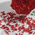 Red silver-lined bugle glass beads for DIY jewelry and garment hand-sewn crafts - Approx. 2mm Diameter x 7mm Length (450g/Pack) / Bright Red