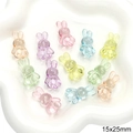 Colorful 15x25mm transparent acrylic bunny beads for DIY jewelry and hair accessories - Rabbit / 15x25mm, 20 Pieces/Pack