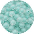 Perline in acrilico verde menta satinato con foro centrale per gioielli DIY - 14mm / Confezione da 30 / Verde / Perle Smerigliate