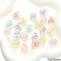 13x12mm colorful acrylic heart beads with transparent inner core for DIY crafts - Heart Bead-in-Bead