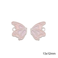 Pink enamel butterfly wing alloy pendants for DIY jewelry making measures 13x12mm - Butterfly Wing / 1 Piece (Approx 13x12mm)