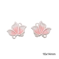 Pair of matte silver alloy peach blossom enamel charms for DIY jewelry making, 16x14mm - Leaf Butterfly Double Loop / 1 Piece (Approx 16x14mm)