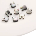 Cuenta de concha DIY con forma de cabeza de conejo y nácar negro irisado - Cabeza de Conejo (Agujero Horizontal) / 10x12mm (1 Pieza/Paquete) / Madreperla negra