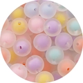 Perline in acrilico satinato color pastello per creazione gioielli fai-da-te e catenine - 14mm / Perle Smerigliate / 30 Pezzi/Confezione / Colori Misti Casuali