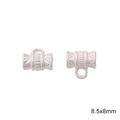Silver alloy DIY jewelry charm with geometric wavy engraving and 8.5x8mm size label - Three-Way Connector