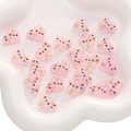 Translucent pink resin Christmas tree charm with colorful dots for DIY jewelry making - 1 Piece/Pack / Pink
