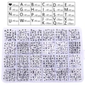 24-compartment storage box with black and white alphabet beads for DIY jewelry making - 26 Letters + Square Heart Beads / 24 Grids Boxed (Total 960 Pcs)