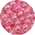 Perline in acrilico rosa aurora con finitura cangiante per gioielli fai-da-te e catenine - 8mm / Perline Galvanizzate / 50 Pezzi/Confezione / Rosa Rosso