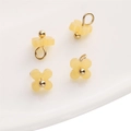 Mini breloques fleurs de cerisier en résine jaune crème avec boucle dorée pour bijoux - 5 Pièces / Osmanthus Jaune Foncé 5 mm