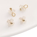 Pendentifs fleurs de résine mate translucide avec perle dorée pour bijoux artisanaux - 5 Pièces / Osmanthus Beige Transparent 5 mm