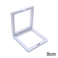Witte 9cm 3D zwevende displaybox met transparante PE-folie voor sieraden en ringen - 9x9cm / Wit