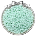 Perles de verre dépolies vert menthe 3x6mm dans un plateau rond argenté - 10g/Paquet (Env. 70 Pcs) / Vert clair