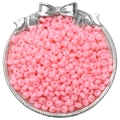 Perles en verre dépoli rose pastel dans un plateau argenté pour bijoux DIY faits main - 10g/Paquet (Env. 70 Pcs) / Rose foncé