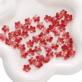 Perles fleur de cerisier en verre dégradé rouge avec paillettes dorées pour création bijoux - 11mm / Lot de 10 / Dégradé Or Rouge