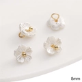 Pendentif fleur nacré de 8mm avec perle dorée pour la création de bijoux DIY - 5 Pièces / Fleur de Cerisier Blanche 8 mm