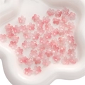 Perles en verre fleurs de cerisier rose dégradé pour création de bijoux DIY - 11mm / Lot de 10 / Rose Dégradé à Paillettes Dorées