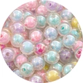 Mix di perline acriliche opache colorate con motivi interni per gioielli fai-da-te - 10mm / 50 Pezzi/Confezione / Colori Misti Casuali / Perline Galvanizzate