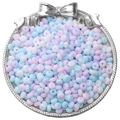 Perles en verre dépoli aux couleurs macaron pour bijoux DIY dans un plateau vintage argenté - 10g/Paquet (Env. 70 Pcs) / Assortiment Violet-Bleu
