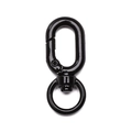 Moschettone girevole in lega nero lucido con molla per portachiavi fai-da-te - 16x39mm / Nero