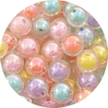 Perle rotonde colorate in acrilico cangiante satinato per creazione di gioielli fai-da-te - 12mm / 50 Pezzi/Confezione / Colori Misti Casuali / Perline Galvanizzate
