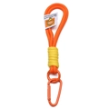 Braided orange lanyard keychain with yellow knots and matching metal carabiner clip - Approx 19cm / Orange Red