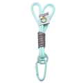 Mint green braided nylon keychain with heart shape design and metal carabiner hook - Approx 19cm / Light Blue