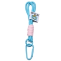 Blue and pink braided nylon keychain with sky blue alloy carabiner and woven tag - Approx 19cm / Lake Blue
