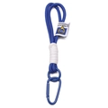 Blue and white braided nylon keychain pendant with blue metal carabiner and woven tag - Approx 19cm / Sapphire Blue