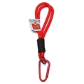 Red braided nylon keychain with a metal D-ring buckle and stylish logo label tag - Approx 19cm / Red