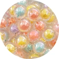 Perline in acrilico arcobaleno AB per gioielli fai-da-te con guscio trasparente e cuore colorato - 14mm / 30 Pezzi/Confezione / Colori Misti Casuali / Perline Galvanizzate