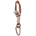 Woven paracord keychain in brown with beige accent and durable metal snap hook - Approx 19cm / Brown