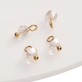 Lot de 4 breloques en boule de verre facettée avec crochets dorés pour bijoux DIY - Perle Bicone AB Irisé / 4mm (Trou 1.5mm)