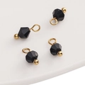 Lot de quatre breloques en perles de verre noires facettées 4mm avec anneaux dorés pour DIY - Perle Bicone Noir / 4mm (Trou 1.5mm)