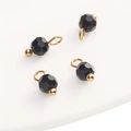 Set of 4 black faceted glass ball pendants with gold metal hooks for DIY jewelry making - 4mm (5 Pieces/Pack) / Black
