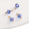 Cristaux en verre facettés bleu foncé 4mm avec boucles dorées pour la création de bijoux - Perle Bicone Bleu Royal / 4mm (Trou 1.5mm)