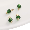 Pendentifs en perles de verre facettées vert foncé avec attaches dorées pour bijoux - Perle Bicone Vert Foncé / 4mm (Trou 1.5mm)