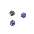 Blue 18K gold-plated cloisonné enamel charms with hollow patterns for DIY jewelry - Six-Character Round Bead (#05)