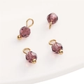 Faceted purple glass crystal charms with gold hoops for DIY jewelry making sets - 4mm (5 Pieces/Pack) / Purple