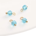 Sky blue faceted glass sphere pendants with gold metal rings for DIY jewelry making - 4mm (5 Pieces/Pack) / Lake Blue